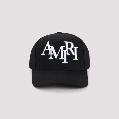 Amiri Structured Black Cotton Cap With Bold Embroidered Detailing In Black
