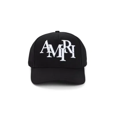 Amiri Structured Black Cotton Cap With Bold Embroidered Detailing In Black