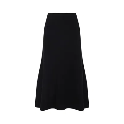 Fabiana Filippi Flared High-waisted Wool Silk Cashmere Skirt In Black