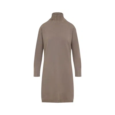 Fabiana Filippi Cortex Brown Virgin Wool Knit Midi Dress In Gray