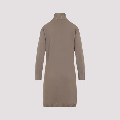 Fabiana Filippi Cortex Brown Virgin Wool Knit Midi Dress In Gray