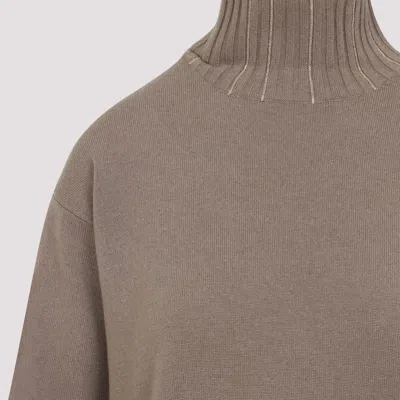 Fabiana Filippi Cortex Brown Virgin Wool Knit Midi Dress In Gray