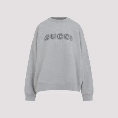 Gucci Sweatshirt Grey Cotton Dropped Shoulders In Gray