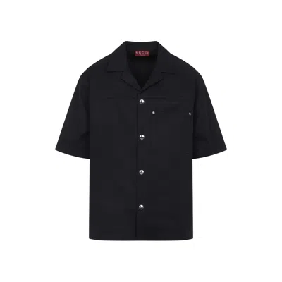 Gucci Classic Short-sleeve Cotton Shirt In Black