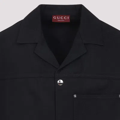 Gucci Classic Short-sleeve Cotton Shirt In Black