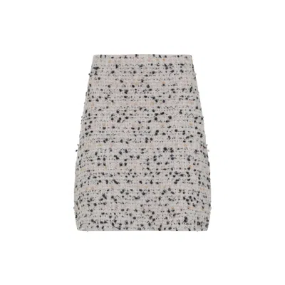Fabiana Filippi Textured Wool And Alpaca Blend Skirt With Frayed Hem In Gray