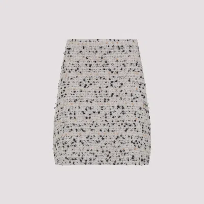 Fabiana Filippi Textured Wool And Alpaca Blend Skirt With Frayed Hem In Gray
