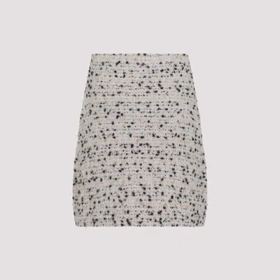 Fabiana Filippi Textured Wool And Alpaca Blend Skirt With Frayed Hem In Gray