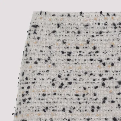 Fabiana Filippi Textured Wool And Alpaca Blend Skirt With Frayed Hem In Gray