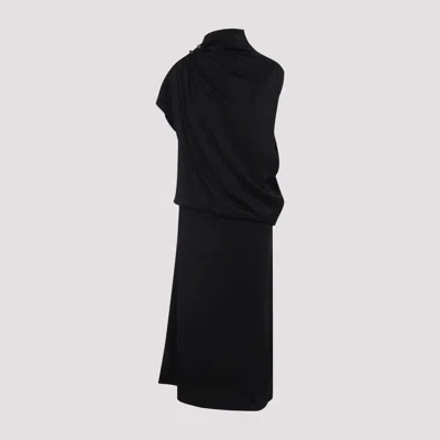 Fabiana Filippi Asymmetric Midi Dress Button Embellishments In Black