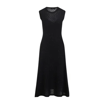 Fabiana Filippi Sleeveless A-line Evening Dress With Subtle Sparkle In Black