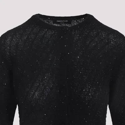 Fabiana Filippi Button-down Black Knit Sweater With Luxurious Blend