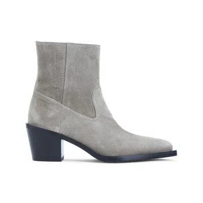 Stuart Weitzman Suede Ankle Boots With Pointed Toe In Gray