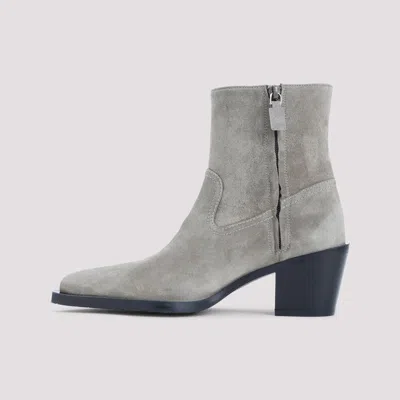 Stuart Weitzman Suede Ankle Boots With Pointed Toe In Gray