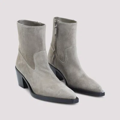 Stuart Weitzman Suede Ankle Boots With Pointed Toe In Gray