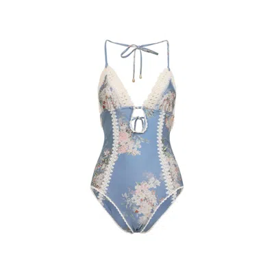 Zimmermann "cascadian" One-piece Swimsuit In Blue