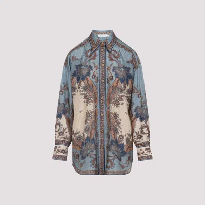 Zimmermann Ascension Silk Manstyle Shirt In Multi
