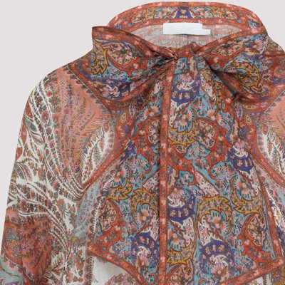 Zimmermann Rhiannon Tie-neck Ramie Shirt In Brown