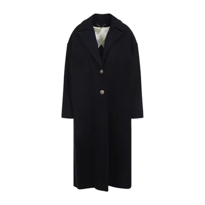 Golden Goose Single-breasted Cocoon Coat Coats Black In Black