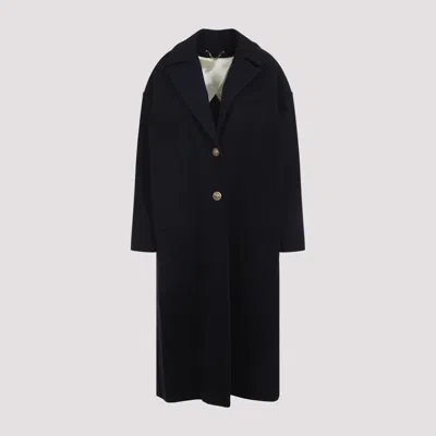 Golden Goose Single-breasted Cocoon Coat Coats Black In Black