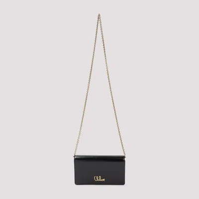 Chloé Logo Shoulder Bag With Chain Detail And Magnetic Closure In Black