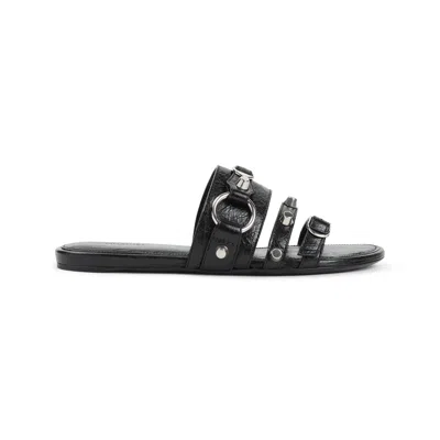 Balenciaga City Flat Sandals In Black