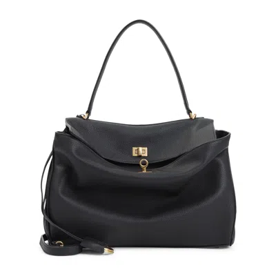 Balenciaga Rodeo Medium Smooth Leather Hand Bags In Black