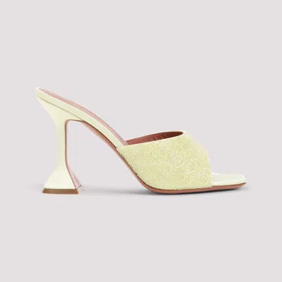 Amina Muaddi Yellow Satin Sandals With Hourglass Heel In Multi