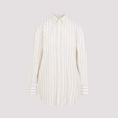 Saint Laurent Beige Striped Shirt In Neutral