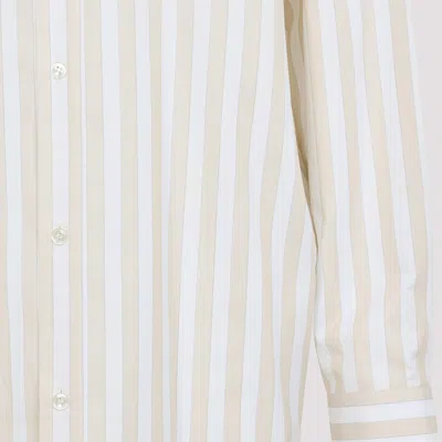 Saint Laurent Beige Striped Shirt In Neutral