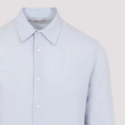 Orlebar Brown Justin Long-sleeved Shirt In Blue