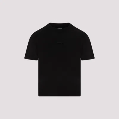 Jacquemus Cotton Stretch Crewneck Logo T-shirt In Black
