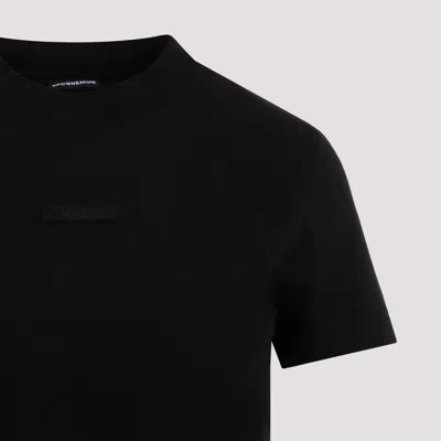 Jacquemus Cotton Stretch Crewneck Logo T-shirt In Black