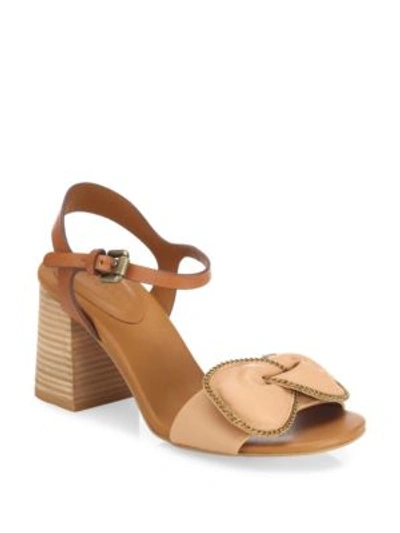 Shop See By Chloé Clara Chain-trim Leather Bow Sandals In Malto