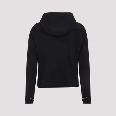 Moncler Striped Detailing Cotton Blend Hooded Jacket In Black