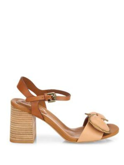Shop See By Chloé Clara Chain-trim Leather Bow Sandals In Malto