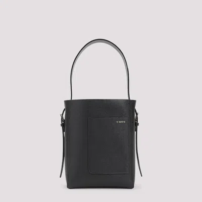 Valextra Structured Bucket Bag In Black Calf Leather