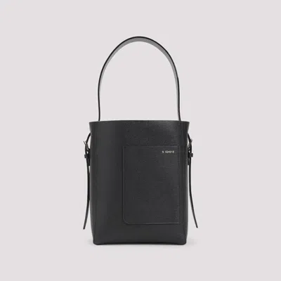 Valextra Structured Bucket Bag In Black Calf Leather