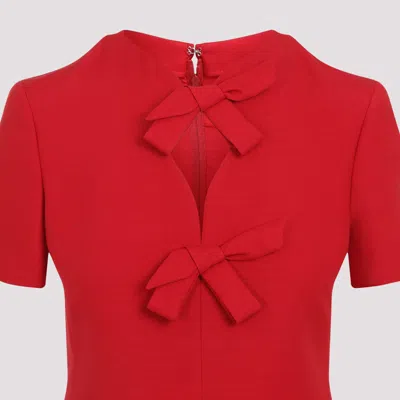 Valentino Garavani Bow Detail Crepe Couture Minidress In Red