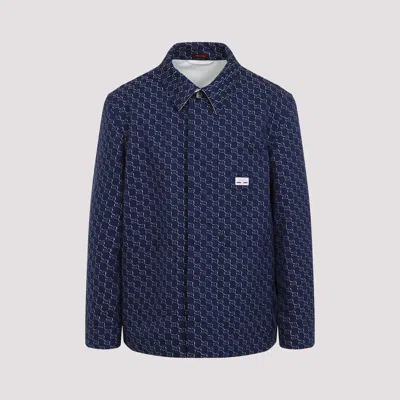Gucci Gg Shadow-jacquard Cotton Jacket In Blue