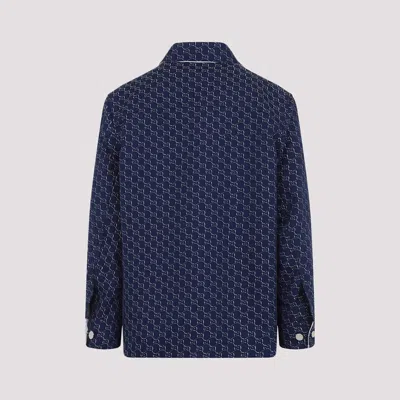 Gucci Gg Shadow-jacquard Cotton Jacket In Blue
