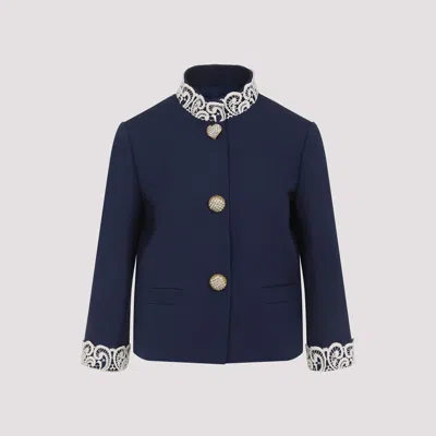 Valentino Virgin Wool Jacket In Blue