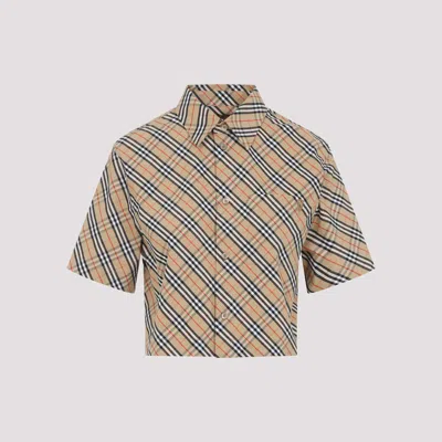 Burberry Check Cropped Shirt In Brown