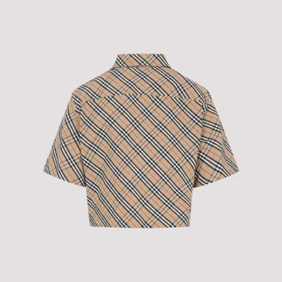 Burberry Check Cropped Shirt In Brown