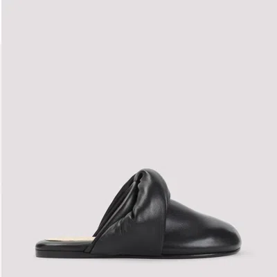 Carven Garnier Knotted Black Lamb Leather Mules In Black