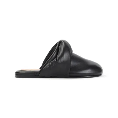 Carven Garnier Knotted Black Lamb Leather Mules In Black