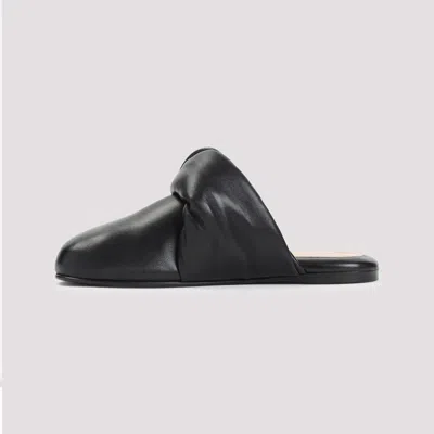 Carven Garnier Knotted Black Lamb Leather Mules In Black