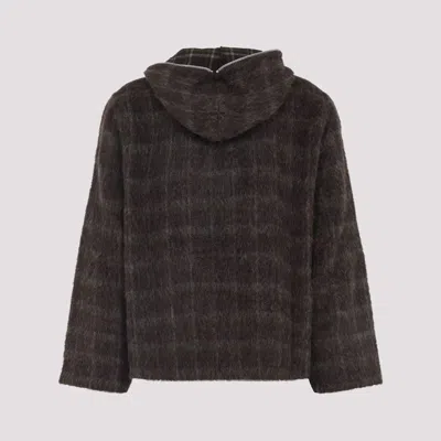 Our Legacy Textured Full Zip Hood Sweatshirt With Cozy Hood In Multi