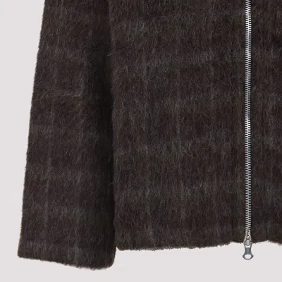 Our Legacy Textured Full Zip Hood Sweatshirt With Cozy Hood In Multi