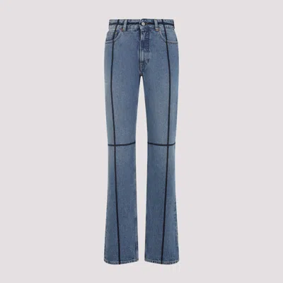 Mm6 Maison Margiela Mm6 By Maison Margiela Flared Blue Jeans With Contrasting Stitching In Blue